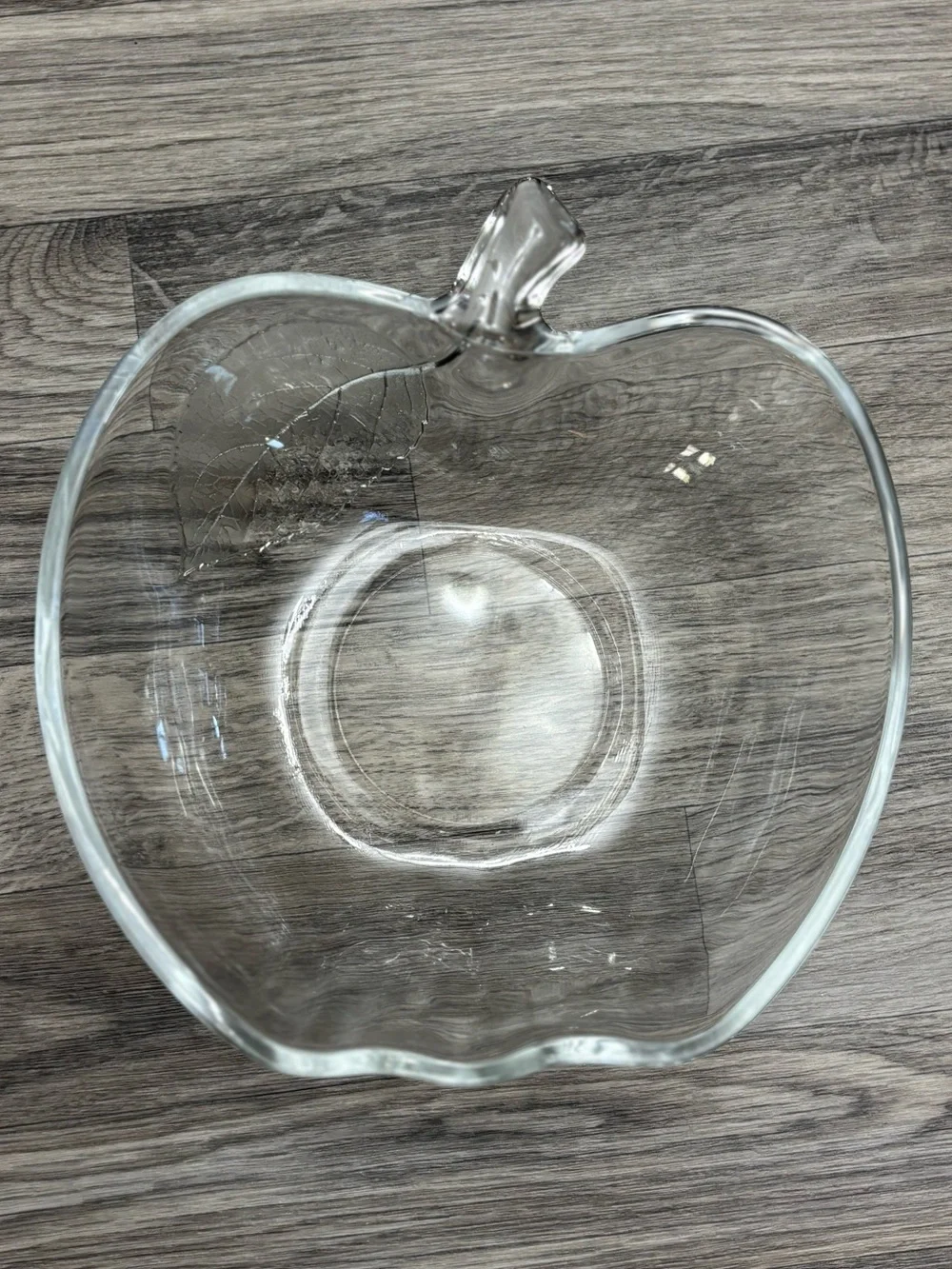 Vintage KIG Clear Glass Apple Shaped Serving Bowl Mid Century 9”